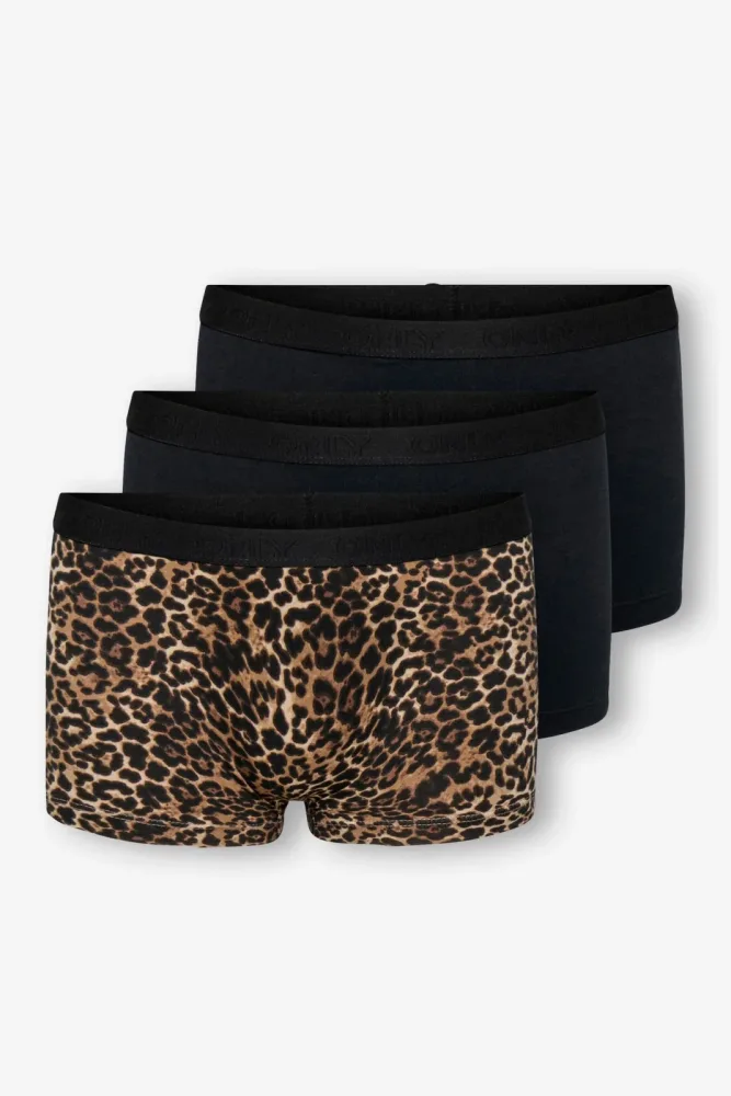 Only KOGLOLA Dreierpack Pantys - Black + Leo 158-164 Kids