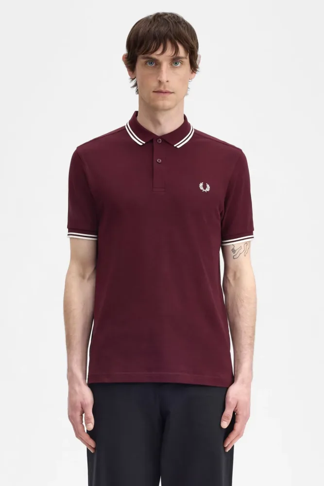 Fred Perry Twin Tipped Poloshirt - Oxblood S Herren