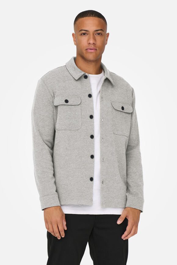 Only & Sons ONSNEWKODYL Overshirt - Light Grey Melange M Herren