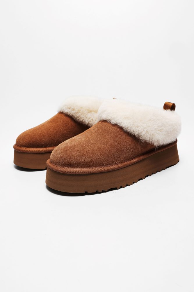 UGG Tazelle gefütterte Plateau Slipper - Chestnut EU36 Damen