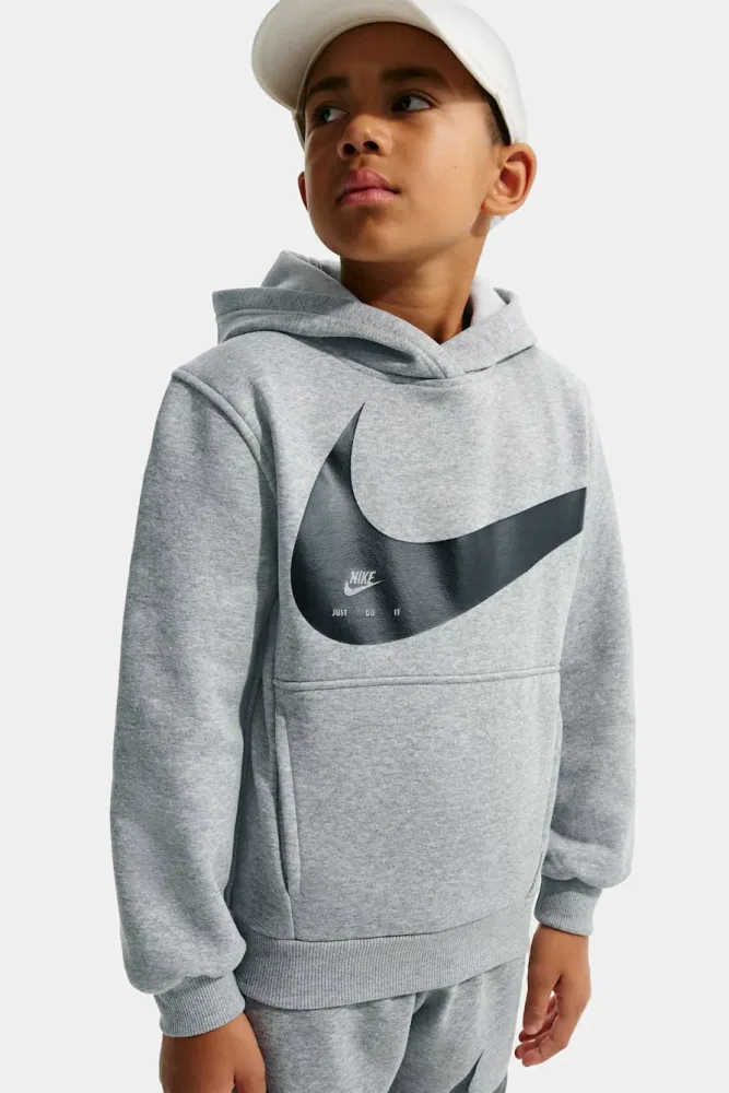 Nike Sportswear Club Kapuzensweatshirt - Grey Heather + Black XL Kids