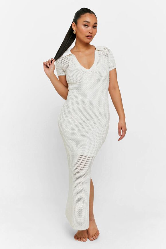 Tally Weijl Häkel-Polokleid - Offwhite S Damen
