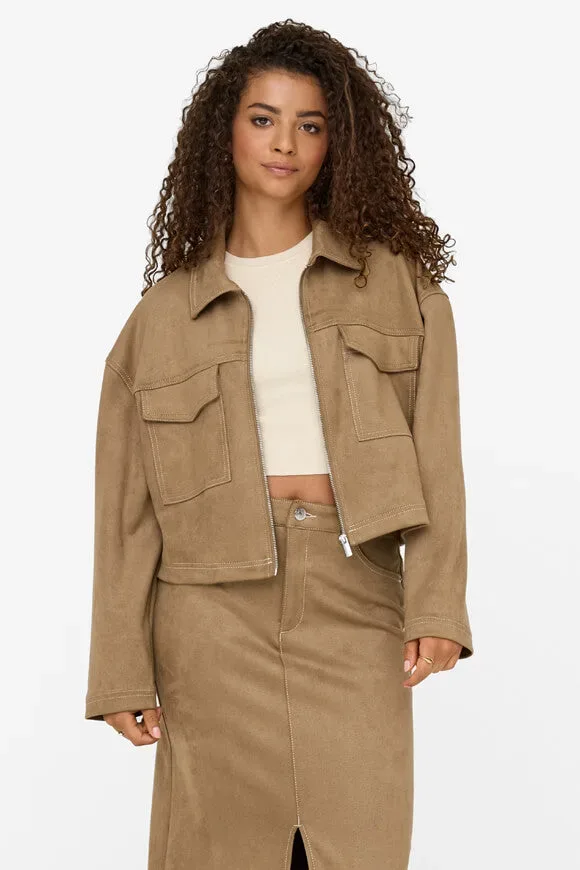 Only ONLSTINA Kunstwildleder Jacke - Cocoa Cream M Damen