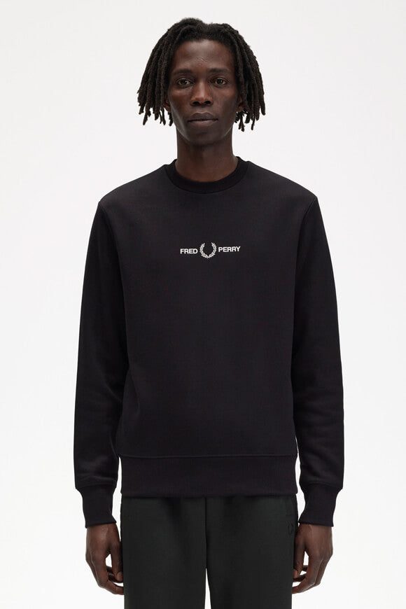 Fred Perry Embroidered Sweatshirt - Black L Herren