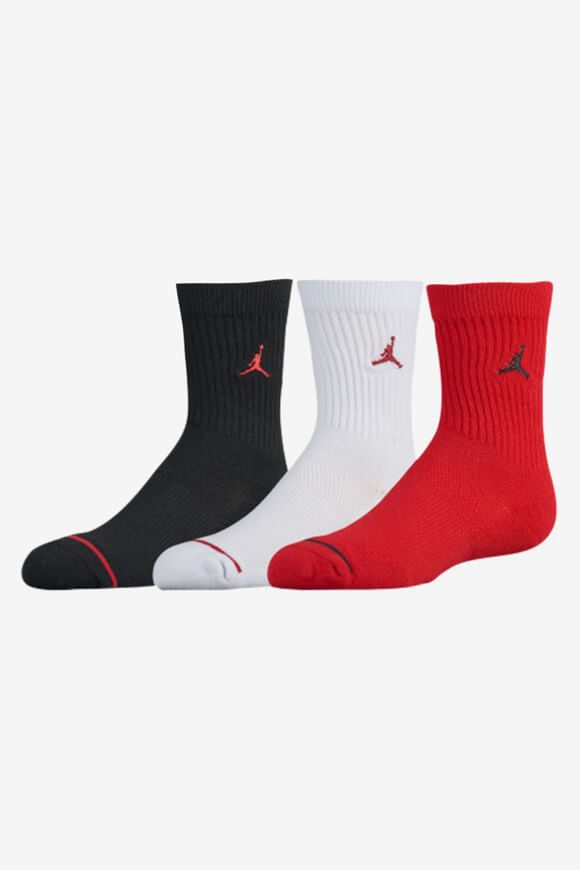 Jordan Dreierpack Socken - Black + White + Gym Red EU27-35 Kids