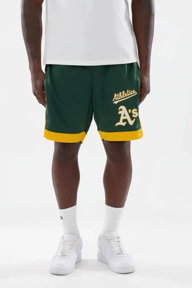 New Era Mesh Shorts - Green + Yellow M Herren