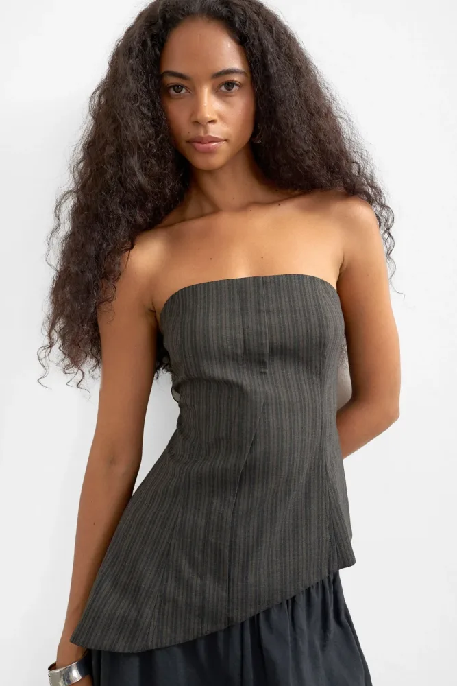 TOPSHOP TSTASCHA asymmetrisches Bandeau-Top - Chocolate Brown + Black 38 Damen