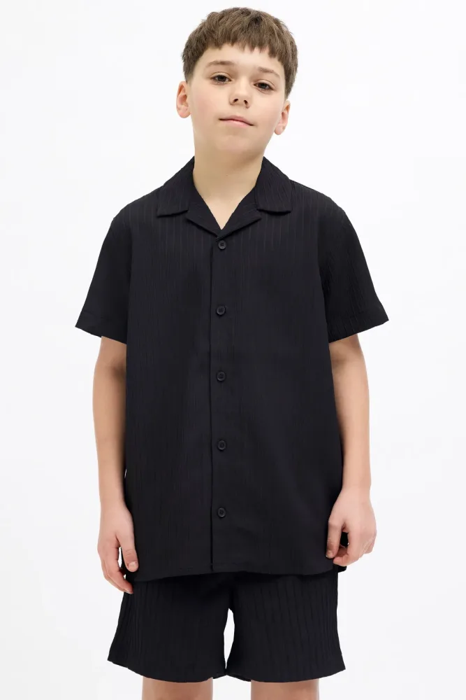 Jack & Jones Junior JJMASSIMO Strukturiertes Hemd - Black 140 Kids
