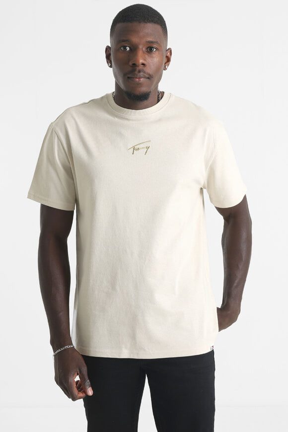 Tommy Jeans Gold Signature T-Shirt - Newsprint L Herren