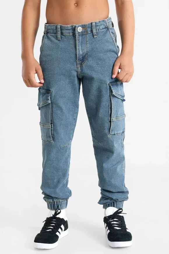 Jack & Jones Junior Paul Flake Cargohose - Blue Denim 152 Kids