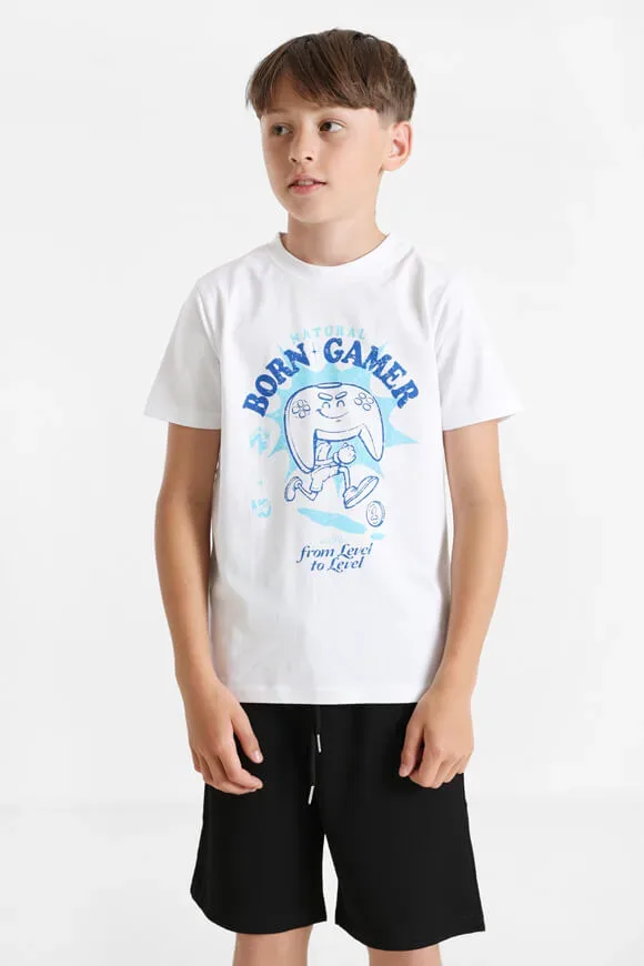 Mister Tee Natural Born Gamer Vintage T-Shirt - White 14 Kids