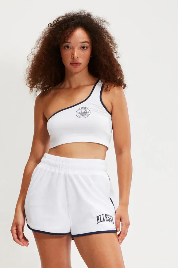 Ellesse One Shoulder Crop Top - White + Navy XS Damen