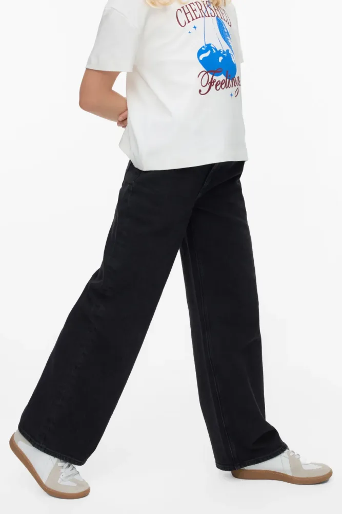 Vero Moda VMTESSA Wide Leg Jeans - Black Denim 146 Kids
