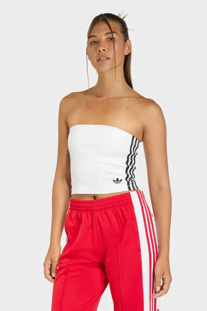 Adidas Originals Bandeau Crop Top - White +  Black S Damen