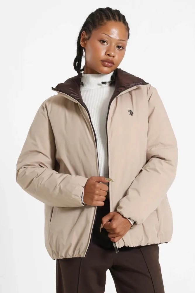 U.S. Polo Assn. Zehra Wattierte Wendejacke - Beige + Brown 44 Damen