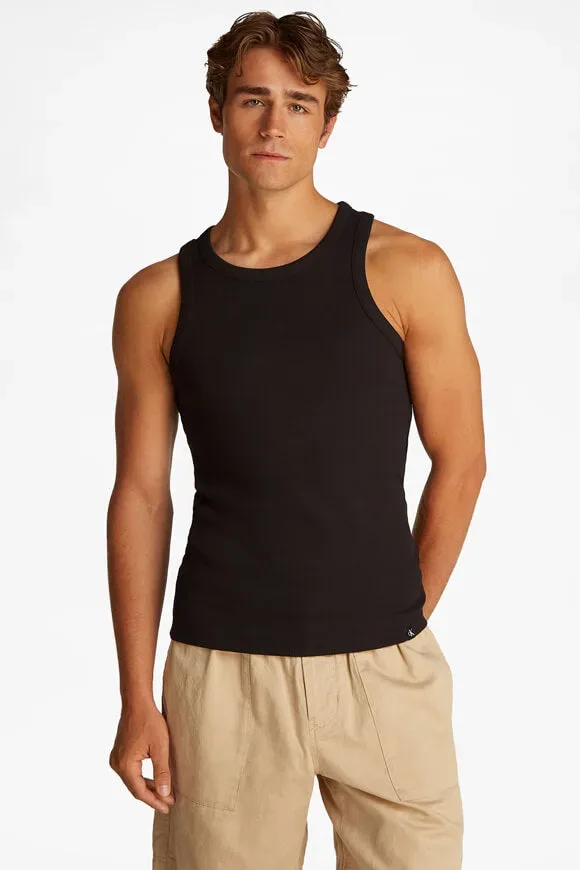 Calvin Klein Jeans Geripptes Tanktop - Black M Herren