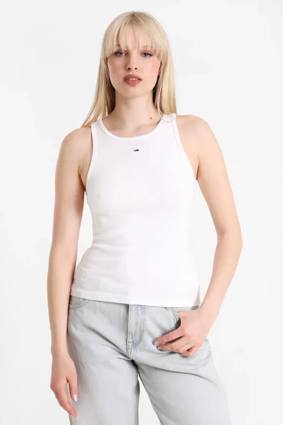 Tommy Jeans Geripptes Tanktop - White S Damen