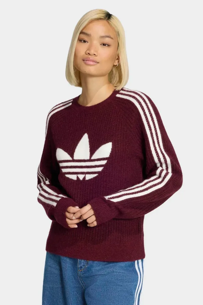 Adidas Originals Lurex gerippter Strickpullover - Marron XS Damen