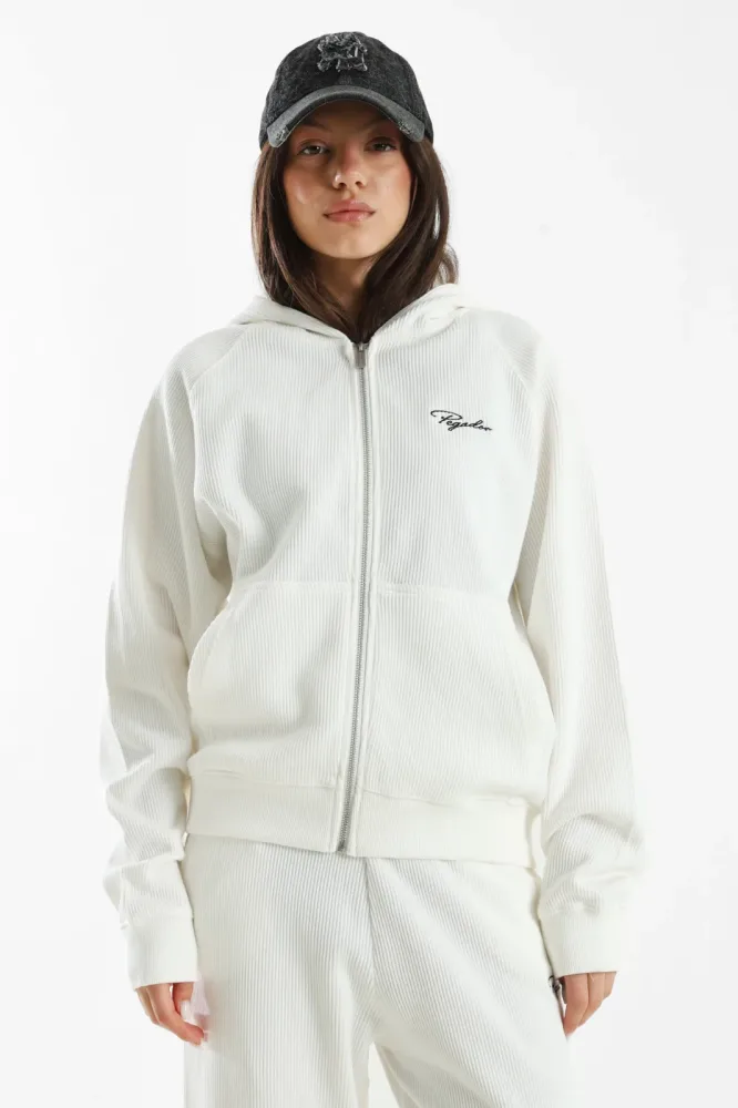Pegador Strukturierte Trainingsjacke - Washed Warm White S Damen
