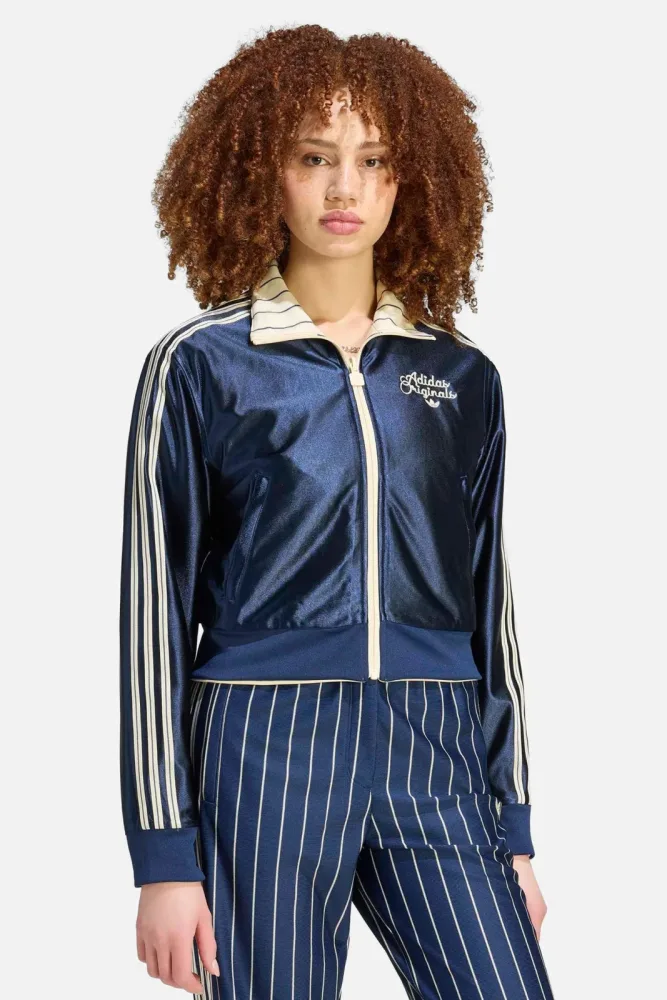 Adidas Originals Crop Wende-Trainingsjacke - Warm Vanilla + Night Indigo S Damen