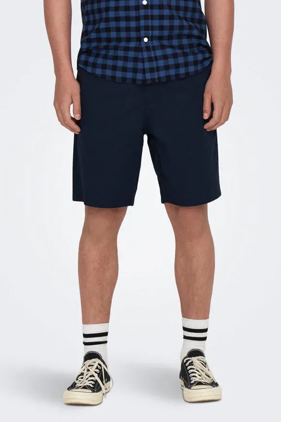 Only & Sons ONSLINUS Leinenshorts - Dark Navy L Herren
