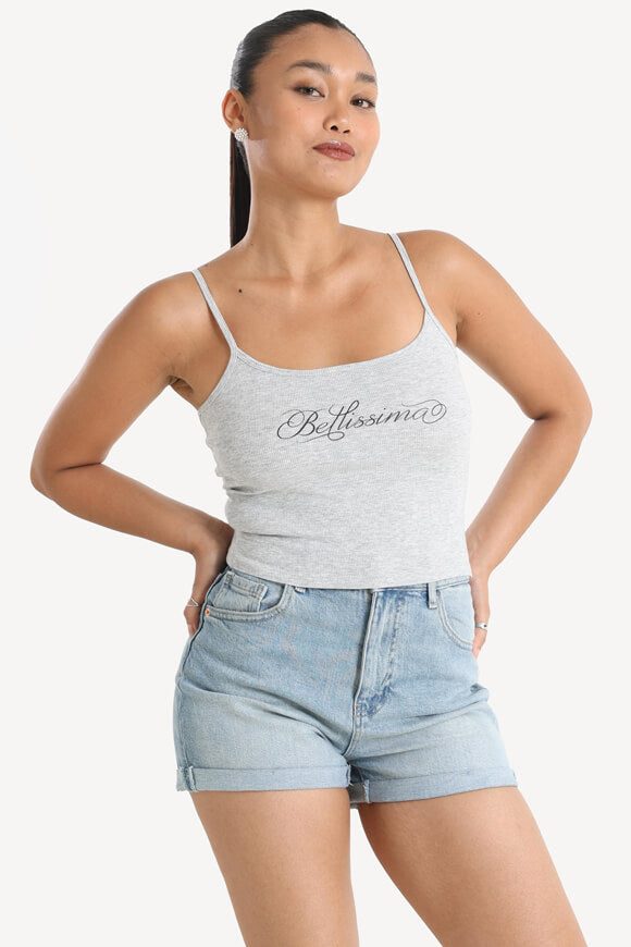 Tally Weijl Geripptes Crop Top - Grey Heather S Damen