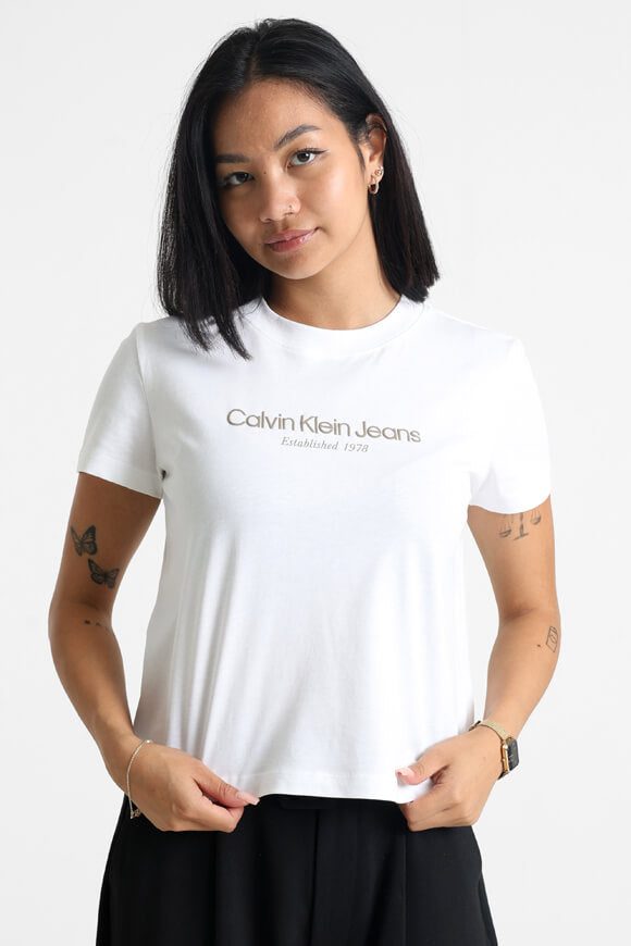 Calvin Klein Jeans Institutional Graphic T-Shirt - Bright White S Damen
