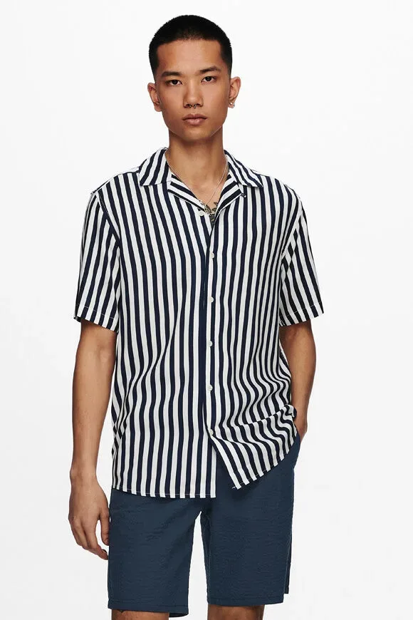 Only & Sons ONSWAYNE Hemd - Dress Blues + White XL Herren