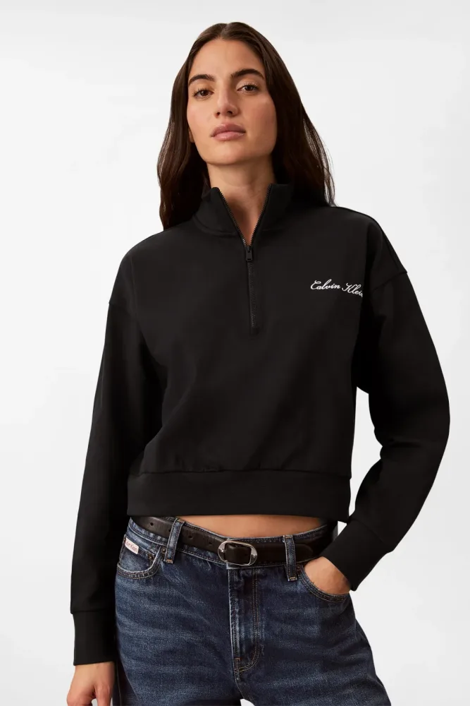 Calvin Klein Crop Sweatshirt - Black M Damen