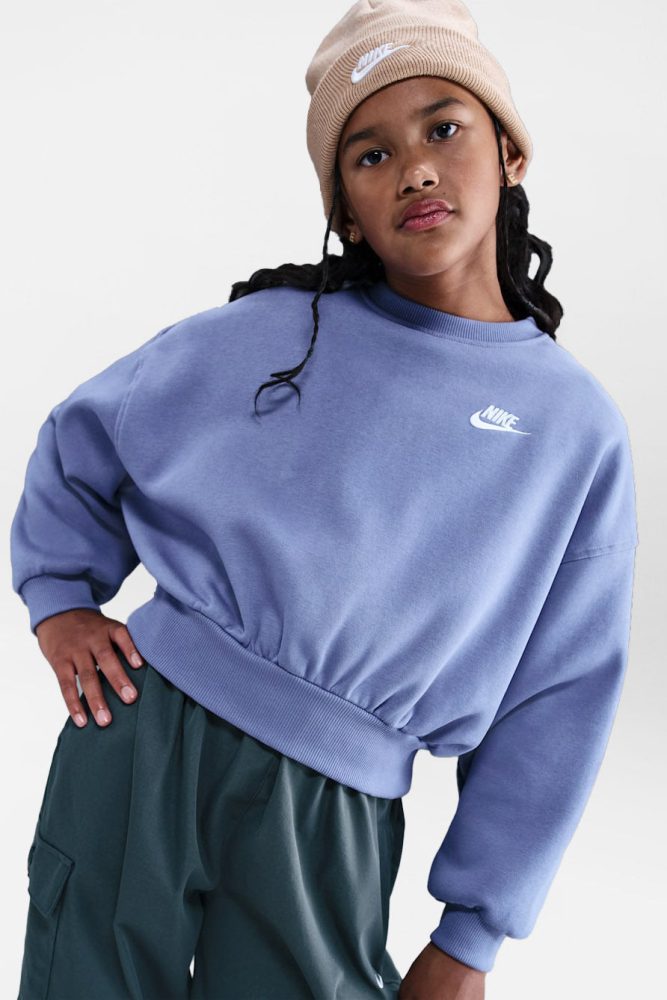 Nike - Top, G Nsw Club Flc Bxy Crw Lbr, M, Blau Violet