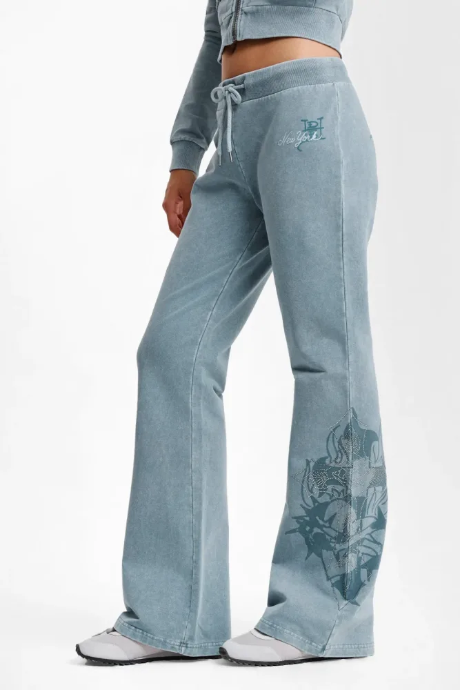 Ed Hardy Cross And Thorns Flare Sweathose - Blue Washed M Damen