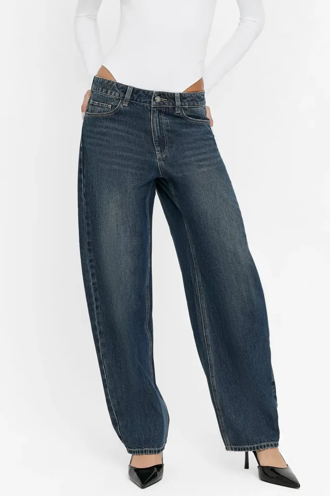 Tally Weijl Barrel Fit Jeans - Dark Blue Washed 36 Damen