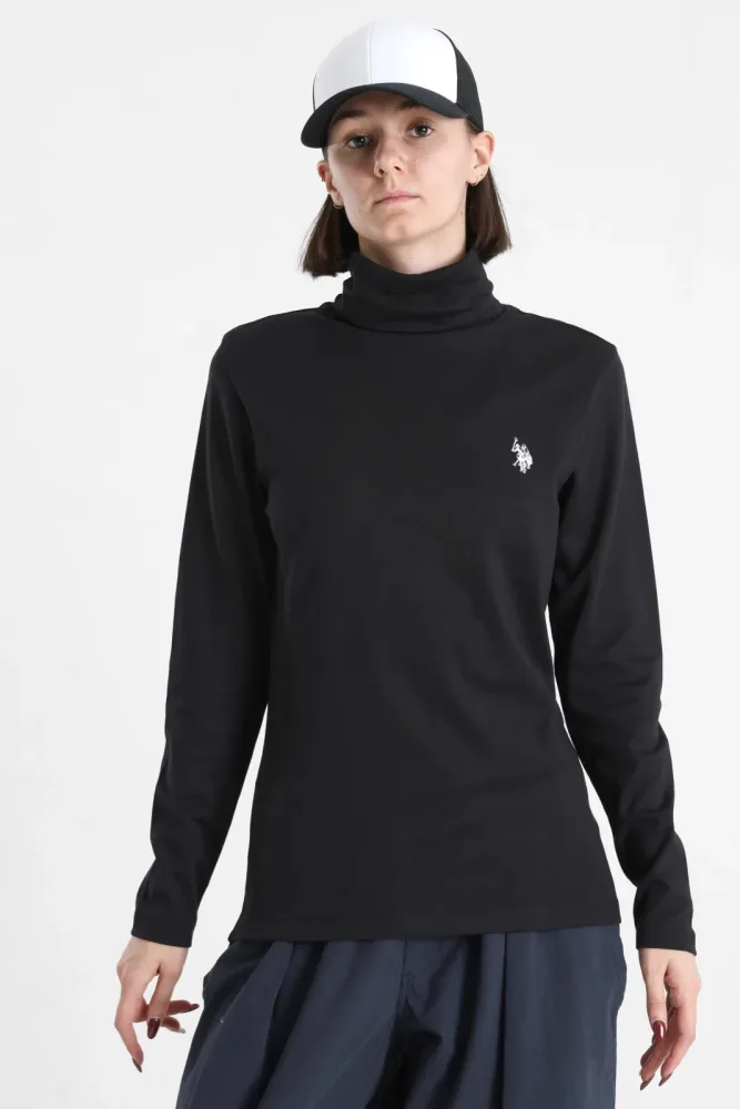 U.S. Polo Assn. Jane Rollkragen Langarmshirt - Black S Damen