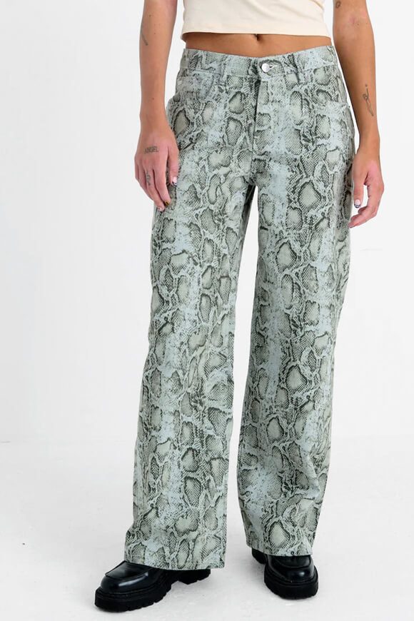 The Ragged Priest Release Slouchy Fit Wide Leg Jeans - Green Snake 24 Damen