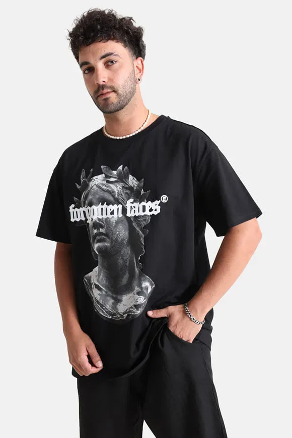 Forgotten Faces Fading Logo Statue Oversize T-Shirt - Black L Herren