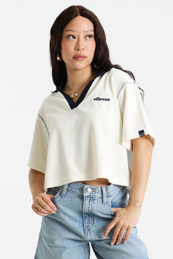 Ellesse Valeti Frottee Crop T-Shirt - Offwhite XS Damen