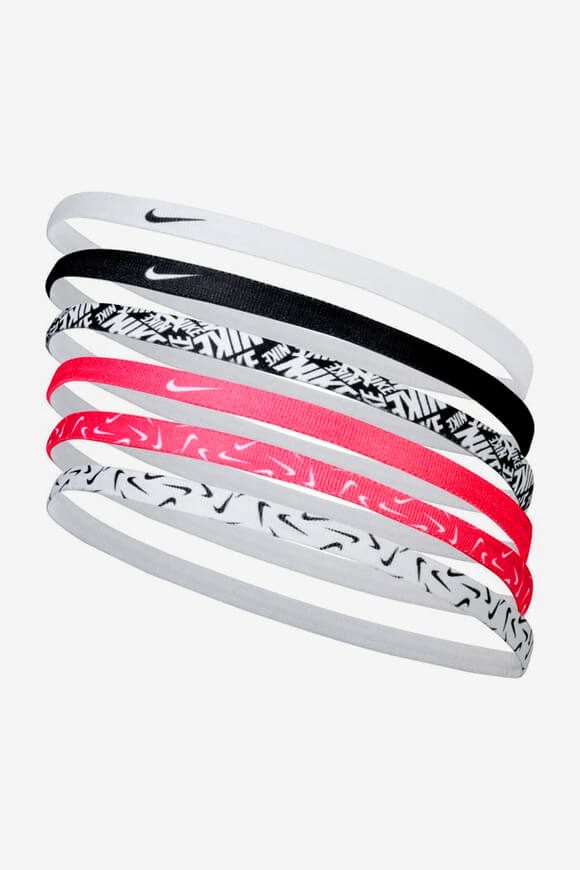 Nike Sechserpack Sport Haarbänder - White + Black + Pink Einheitsgroesse Damen