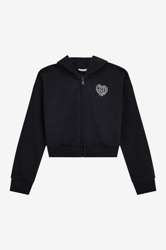 Guess Crop Kapuzensweatjacke - Jet Black 12 Kids