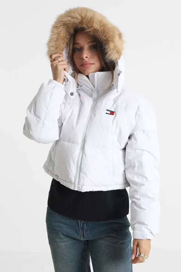 Tommy Jeans Crop Puffer Daunenjacke - White S Damen