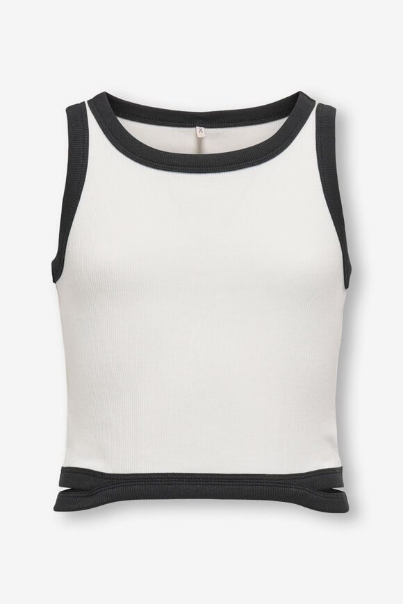 Only KOGBINA Geripptes Crop Tanktop - Cloud Dancer + Black 134-140 Kids