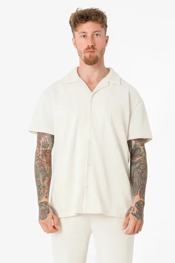 Sixth June Sommer logo Strukturiertes Hemd - Light Beige L Herren