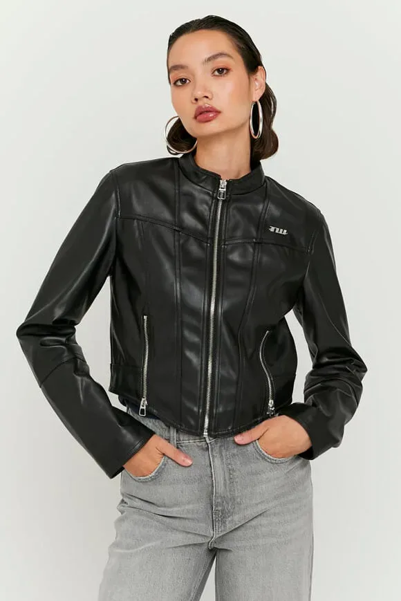 Tally Weijl Crop Kunstleder Bikerjacke - Black M Damen