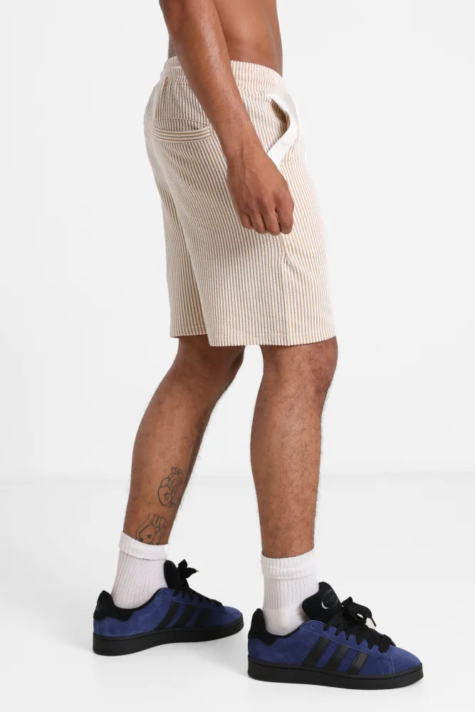 Project X Paris Shorts mit Strukturstoff - Beige + Offwhite XL Herren