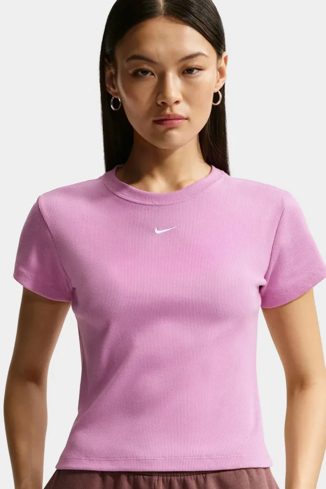 Nike Geripptes T-Shirt - Light Magenta XS Damen