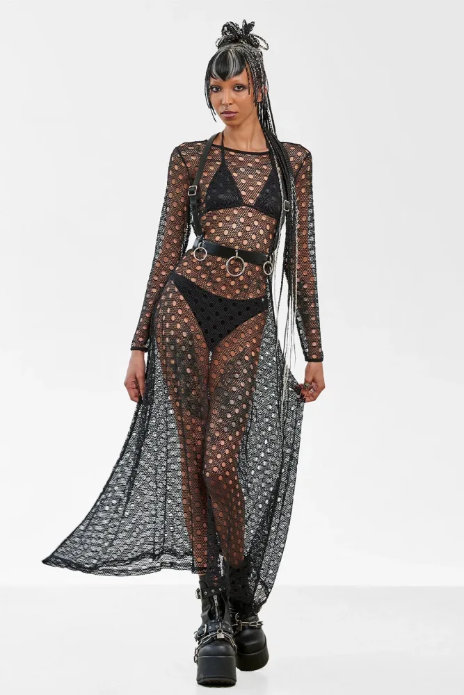 Banned Arcane Empress Langes Netzkleid - Black S Damen