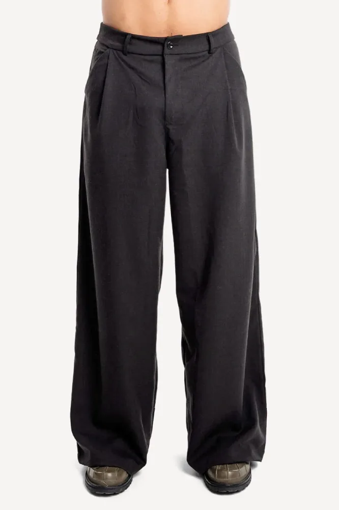 Another Cotton Pleated Stoffhose - Black M Herren