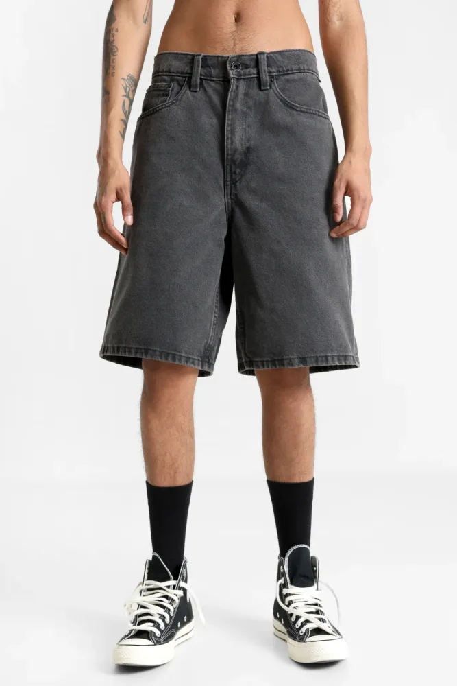 Vans Check-5 Baggy Fit Jeans Bermudashorts - Washed Black 28 Herren