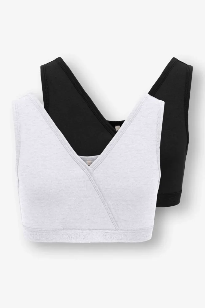 Only KOGLOLA Doppelpack Bralettes - Light Grey + Black 158-164 Kids