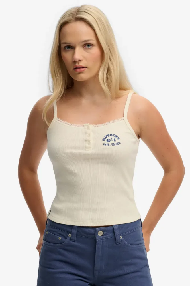 Superdry Trägertop mit eckigem Ausschnitt, aus Baumwolle und Polyester, Regular Fit