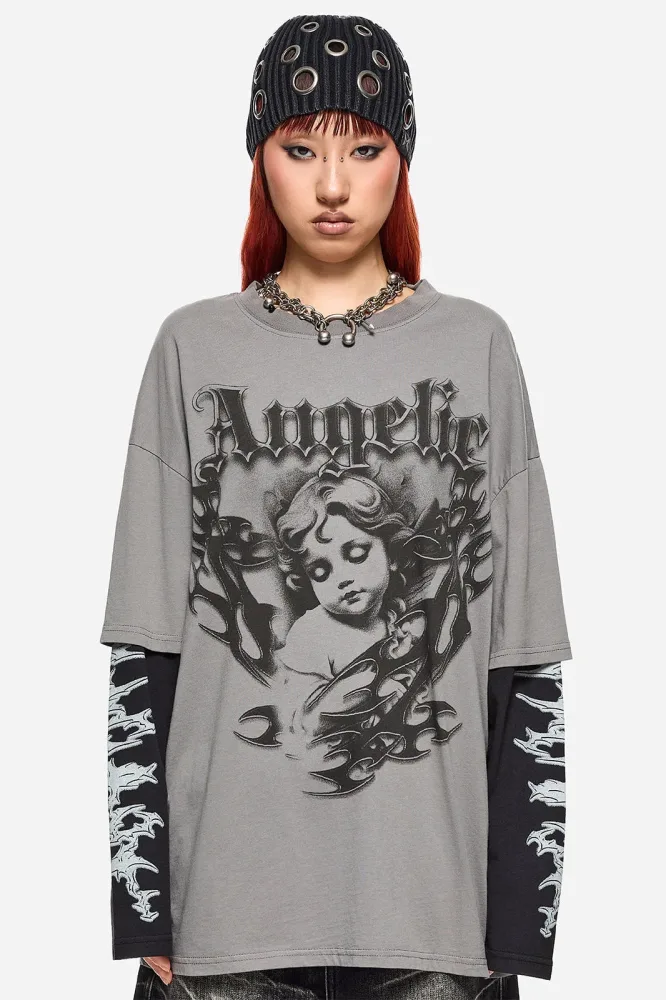 Minga London Angel Langarmshirt - Grey Washed M Damen